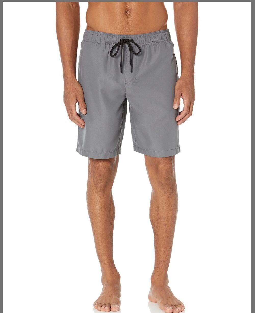 Essentials Men's 9" Swim Trunks Lining, Pockets, Drawstring Charcoal, Small
BB6